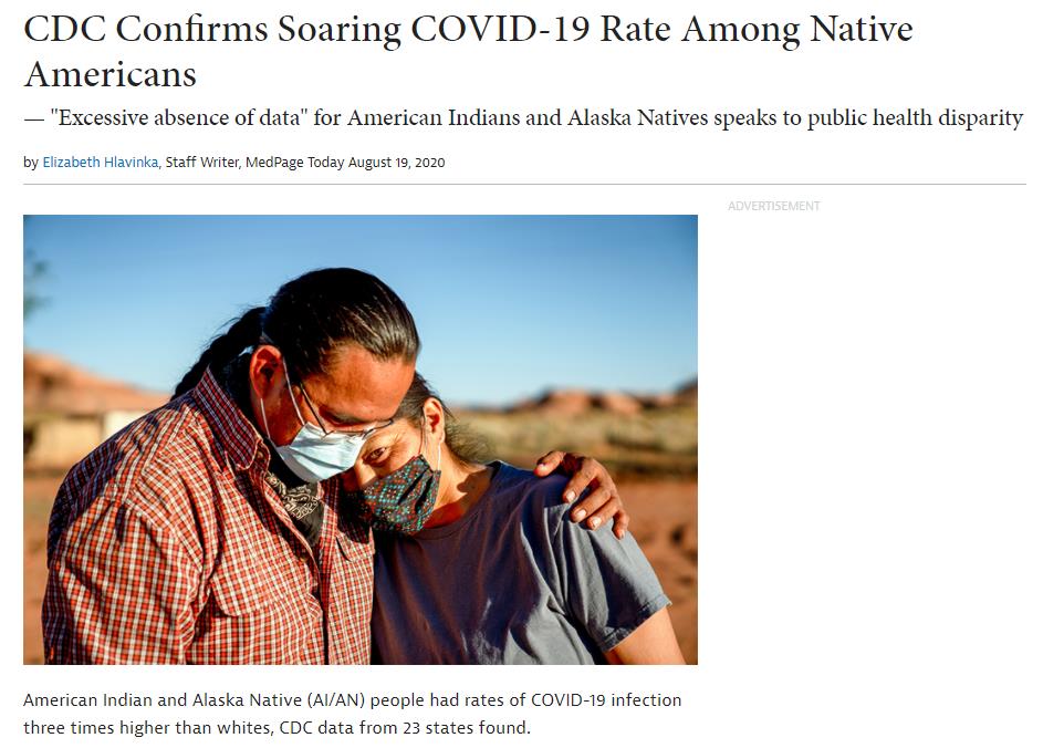 美国原住民疫情数据被忽略_疫情数据_美国原住民新冠疫情死亡率